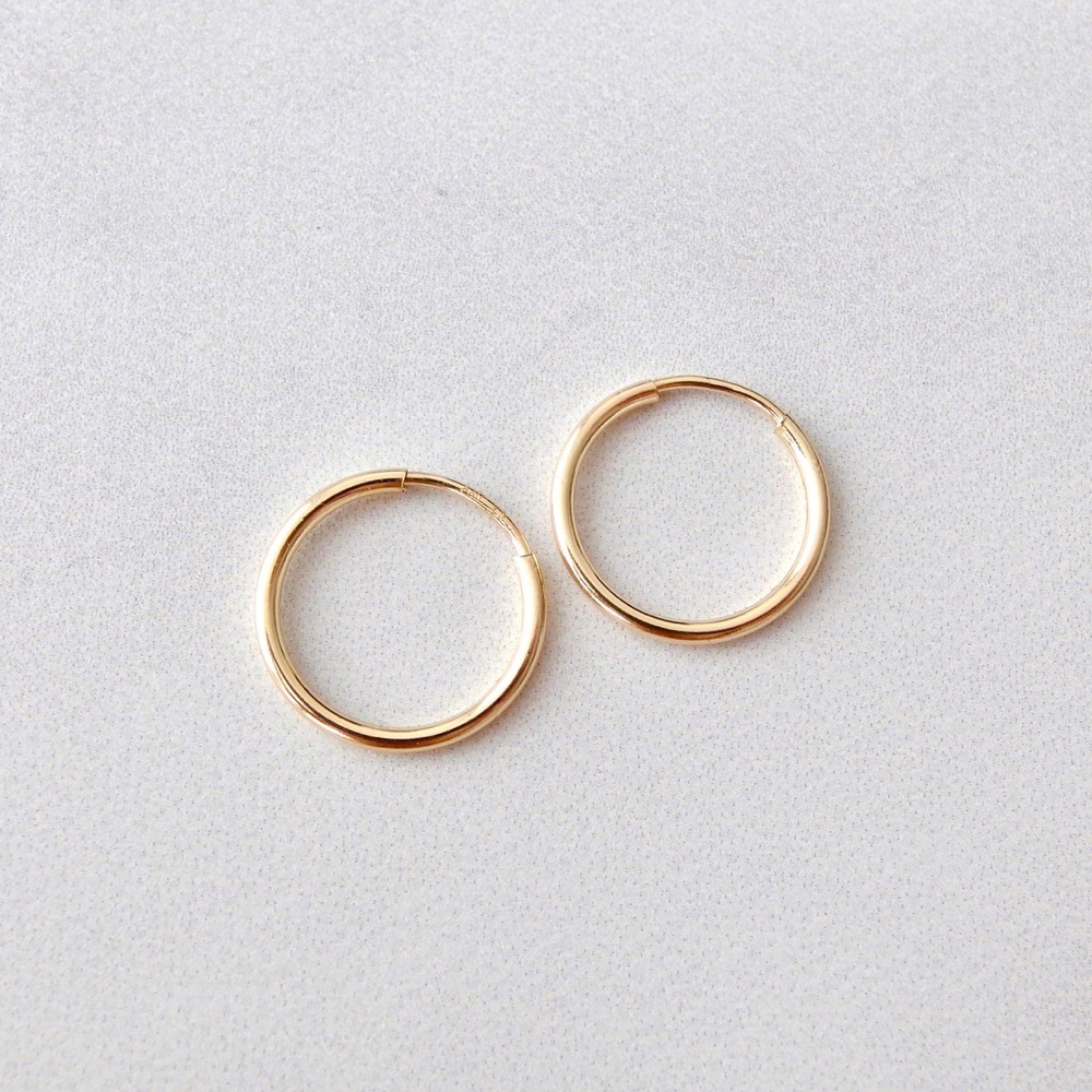 Tiny endless hoop earrings 14k GF